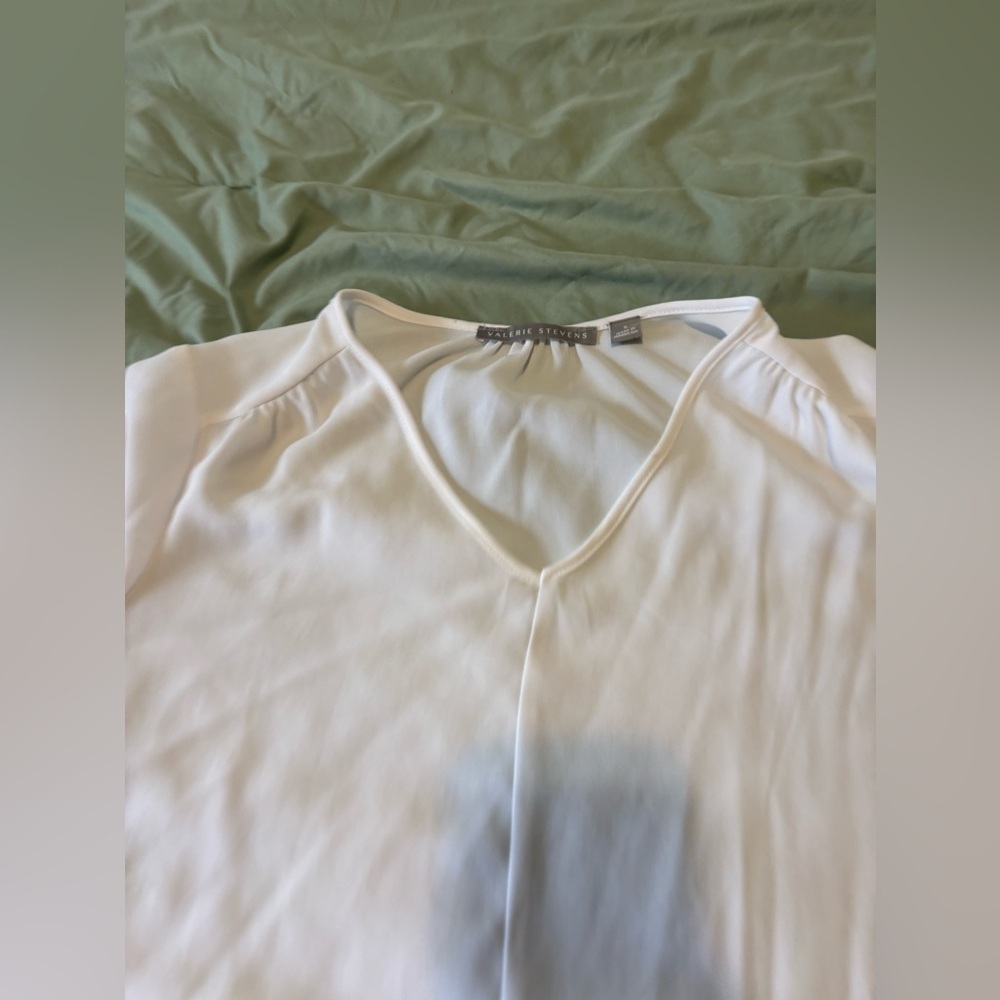 Valerie Stevens, Women’s 3/4 Sleeve Blouse, white, Size Small - Picture 2 of 10